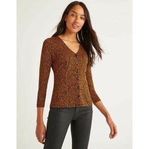 Boden Animal Stamp Button Down Fleur Jersey Top